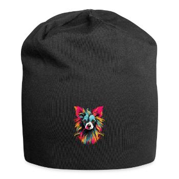 Wasserfarben Farbenfroher Chinesischer Schopfhund - Jersey-Beanie - Schwarz - Vorne
