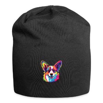 Aquarelle colorée Pembroke Welsh Corgi - Bonnet en jersey - noir - Devant