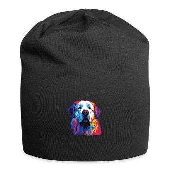 Wasserfarben Farbenfroher Kuvasz - Jersey-Beanie - Schwarz - Vorne