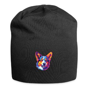 Aquarelle colorée Pembroke Welsh Corgi - Bonnet en jersey - noir - Devant