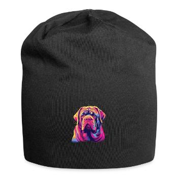 Wasserfarben Farbenfroher Mastino Napoletano - Jersey-Beanie - Schwarz - Vorne