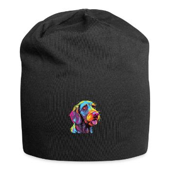 Watercolors Colorful German Wirehair - Jersey Beanie - black - Front