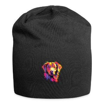 Watercolor Colorful Nova Scotia Duck Tolling - Jersey Beanie - black - Front