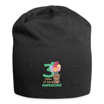 Bear for 3rd birthday children three years old - Jersey Beanie - black - Front