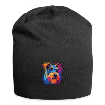 Wasserfarben Farbenfroher Drahthaar-Foxterrier - Jersey-Beanie - Schwarz - Vorne