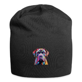 Wasserfarben Farbenfroher Boerboel - Jersey-Beanie - Schwarz - Vorne