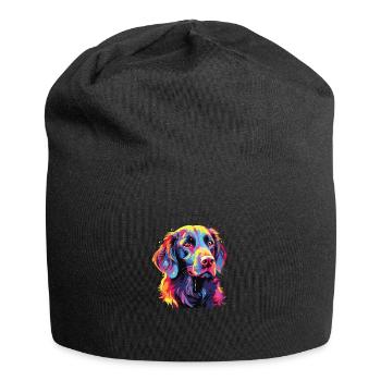 Watercolor Colorful Flat Coated Retriever - Jersey Beanie - black - Front