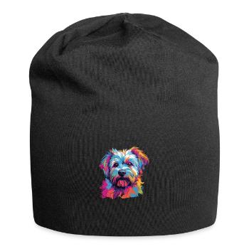 Watercolor Colorful Dandie Dinmont Terrier - Jersey Beanie - black - Front