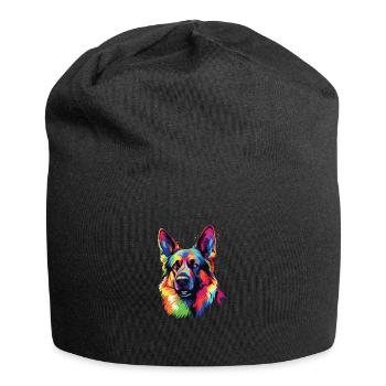 Watercolor Colorful German Shepherd - Jersey Beanie - black - Front