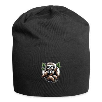 Entspannendes Faultier Kaffee-Liebhaber Spaß - Jersey-Beanie - Schwarz - Vorne