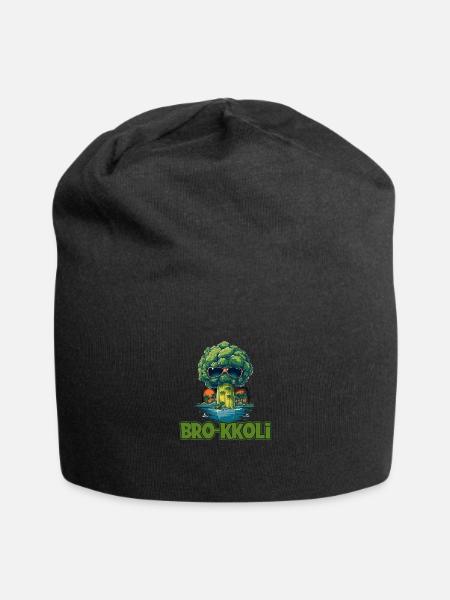 Lustiges Brokkoli mit Sonnenbrille für einen - Jersey-Beanie - Schwarz
