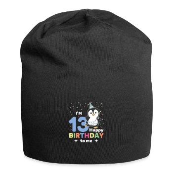 Penguin for 13th birthday for children thirteen - Jersey Beanie - black - Front