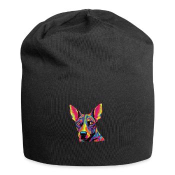 Watercolor Colorful Xoloitzcuintli - Jersey Beanie - black - Front
