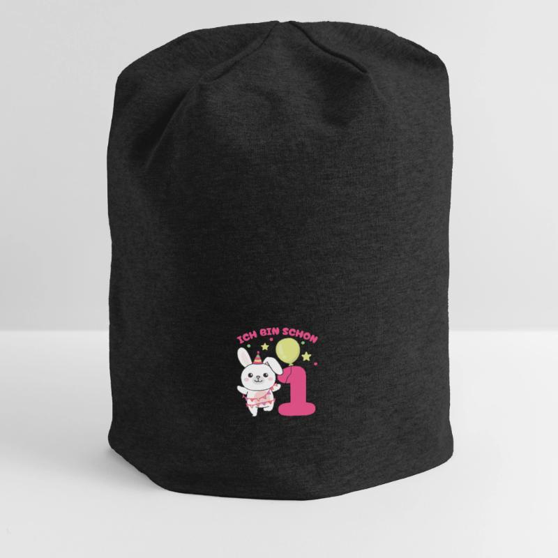 Ich bin schon 1 Hasen Geburtstags Kinder Jersey-Beanie