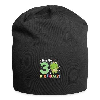 Frog for 3rd birthday children three years old - Jersey Beanie - black - Front