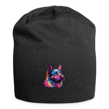 Aquarelle colorée norvégien Elkhound - Bonnet en jersey - noir - Devant