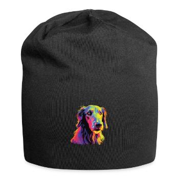 Watercolor Colorful Scottish Deerhound - Jersey Beanie - black - Front
