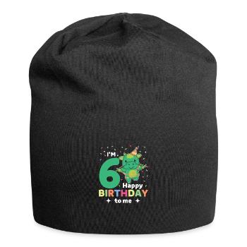 Drache zum 6. Geburtstag Kinder sechs Jahre alt - Jersey-Beanie - Schwarz - Vorne