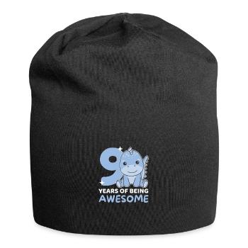 Dino for 9th birthday children nine years old - Jersey Beanie - black - Front