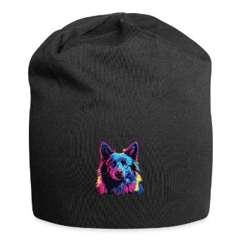 Wasserfarben Farbenfroher Schipperke - Jersey-Beanie - Schwarz - Vorne