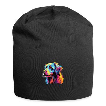 Wasserfarben Farbenfroher Petit Basset Pyrenean - Jersey-Beanie - Schwarz - Vorne
