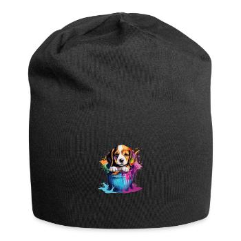 Beagle Niedlicher Hund Farbeimer - Jersey-Beanie - Schwarz - Vorne