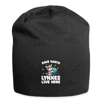 Rettet die Erde Luchse leben hier Earth Day - Jersey-Beanie - Schwarz - Vorne