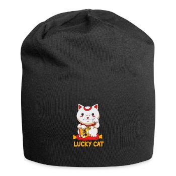 Maneki Neko Japan Lucky Charm - Jersey Beanie - black - Front