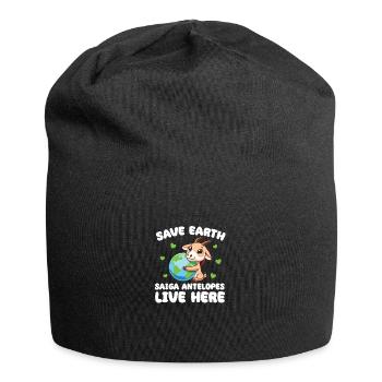 Save the Earth Saiga Antelope Live Here Earth Day - Jersey Beanie - black - Front