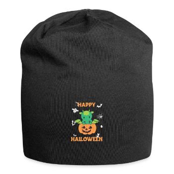 Dragon in Pumpkin Cute Dragon Happy Halloween - Jersey Beanie - black - Front