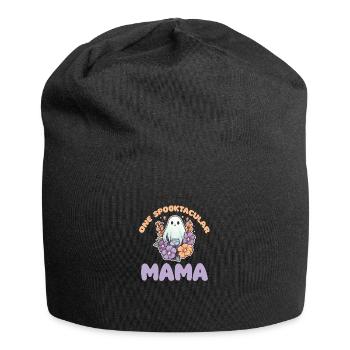 Halloween groovy Mama Geist Hippie Blumen Vintage - Jersey-Beanie - Schwarz - Vorne