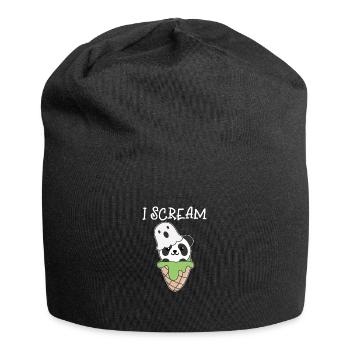 Panda Halloween Geist I Scream Eis Wortspiel - Jersey-Beanie - Schwarz - Vorne