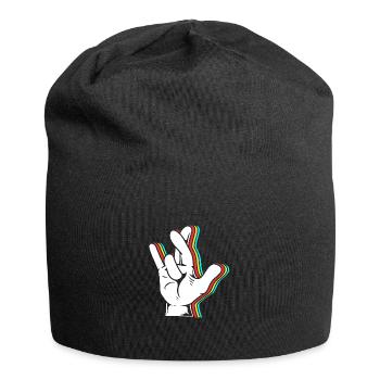 Sign language sign ASL deaf - Jersey Beanie - black - Front