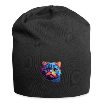 Katze Wasserfarben bunte Schottische Faltohrkatze - Jersey-Beanie - Schwarz - Vorne