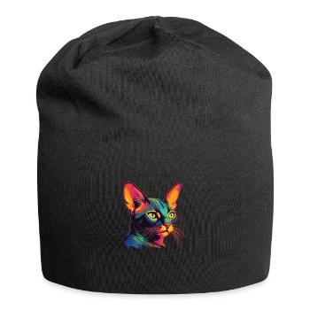 Chat Aquarelle Chat Abyssin Coloré - Bonnet en jersey - noir - Devant