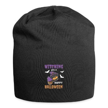 Rottweiler Hexe Witching you a Happy Halloween - Jersey-Beanie - Schwarz - Vorne