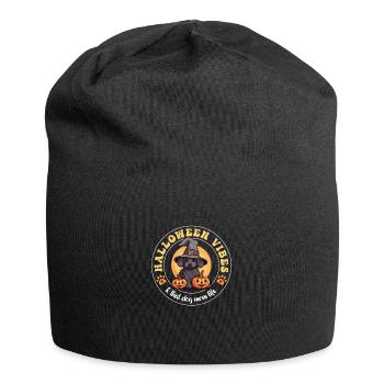 Halloween Witch Hat Pumpkin Dog Poodle - Jersey Beanie - black - Front