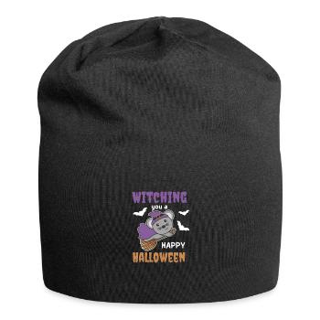 Maus Hexe Witching you a Happy Halloween - Jersey-Beanie - Schwarz - Vorne