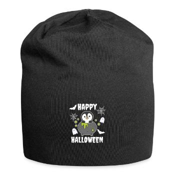 Penguin Happy Halloween Witch's Cauldron Bat - Jersey Beanie - black - Front