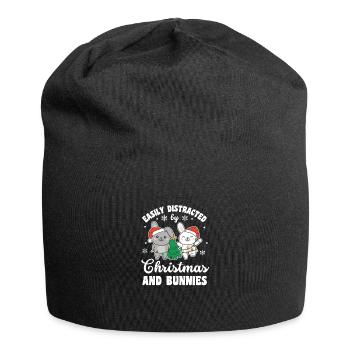 Facilement distrait par Noël et les lapins - Bonnet en jersey - noir - Devant