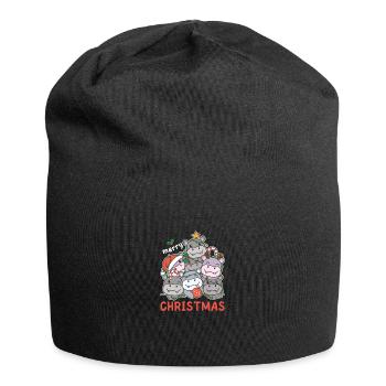 Hippopotame Arbre de Noël Joyeux Noël - Bonnet en jersey - noir - Devant