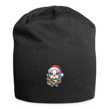 Christmas Fairy Lights Budgie - Jersey Beanie - black - Front