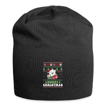 Merry Christmas retro ugly christmas polar bear - Jersey Beanie - black - Front