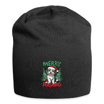 Merry Dogmas Funny Dogs Christmas - Jersey Beanie - black - Front
