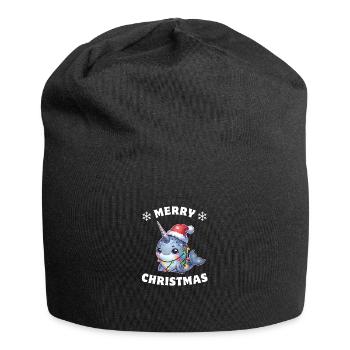 Christmas Hat Christmas Fairy Lights Narwhal - Jersey Beanie - black - Front