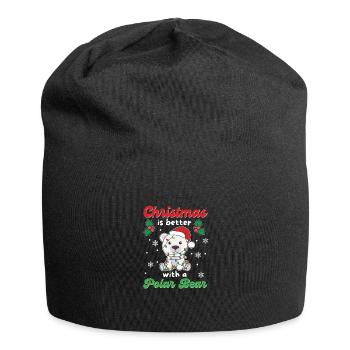 Noël, c’est mieux avec un ours polaire - Bonnet en jersey - noir - Devant