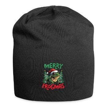 Merry Frogmas Lustiges Frösche Weihnachts - Jersey-Beanie - Schwarz - Vorne