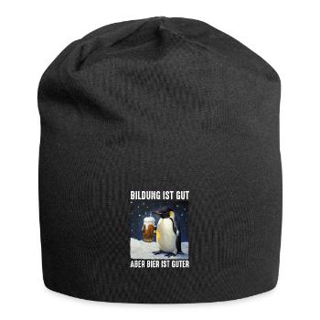 Bildung Ist Gut Aber Bier Ist Guter Pinguin - Jersey-Beanie - Schwarz - Vorne