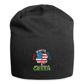 Rouge, blanc, bleu et une pointe de vert, irlandais - Bonnet en jersey - noir - Devant