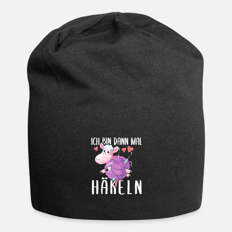 Ich Bin Dann Mal Häkeln Süßes Schaf - Jersey-Beanie - Schwarz